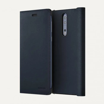 Image 1 of Nokia 8 leather flip cover blu