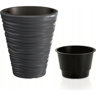 Prosperplast Květináč plast šedý 34,5 x 34,5 x 38,5 cm