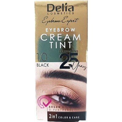 Delia Cosmetics Color Cream farbiaci krém na obočie s arganovým olejom 1.0 Black 15 ml + 15 ml