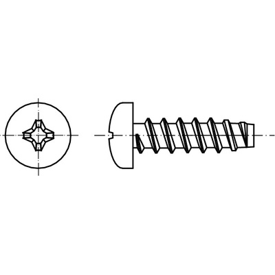 PROFISTYL DIN 7981F šroub do plechu s půlkulatou hlavou PHILLIPS (tupý konec) pozink Varianta: DIN 7981F šroub do plechu půlkulatá hlava křížová drážka tupá ZnB 4,8x9,5