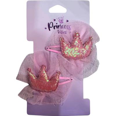 PINK sponky do vlasů třpytivá korunka, 2 ks