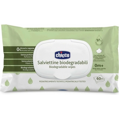 CHICCO Detské vlhčené utierky bez obsahu plastov 60 ks