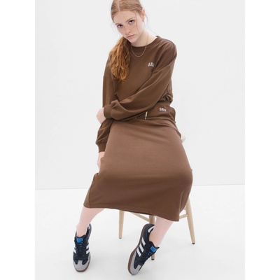 GAP maxi sukňa s mini logom hnedá