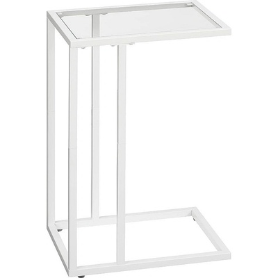 Hoobro Бяла помощна маса със стъклен плот