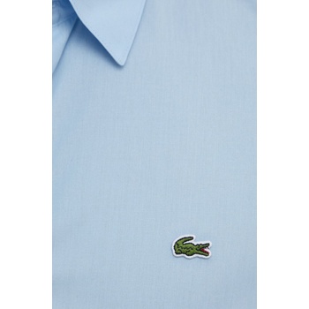 Lacoste Памучна риза Lacoste мъжка в синьо с кройка по тялото с класическа яка (CH5620)