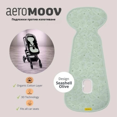 AeroSleep & AeroMoov Aeromoov Air Layer - Подложка против изпотяване за количка Група B - Seashell Olive (AL-B-SSO)