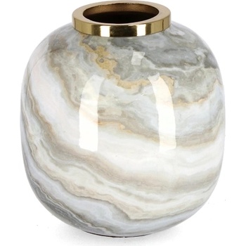 Bizzotto ДЕКОРАТИВНА ВАЗА marsha 17cm БЯЛО/СИВО/ЗЛ (0184704)