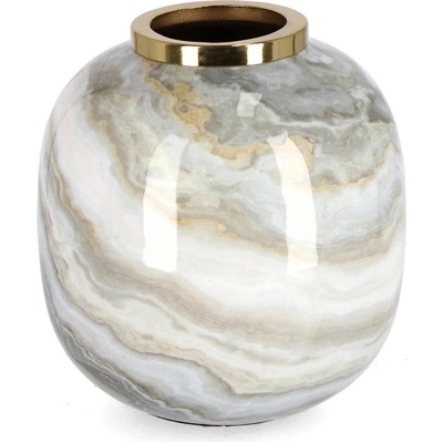 Bizzotto ДЕКОРАТИВНА ВАЗА marsha 17cm БЯЛО/СИВО/ЗЛ (0184704)