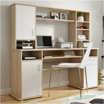 Wipmeb Sp. z o.o Psací stůl s policí ELIAN dub sonoma/bílá WM0041 – Zboží Mobilmania