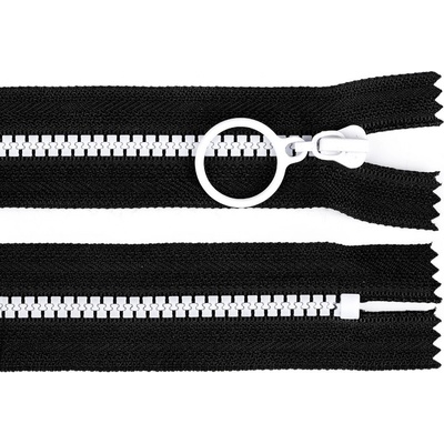 Prima-obchod Kostěný zip barevný No 5 délka 15 cm s ozdobným jezdcem, barva 14 (322) černá bílá