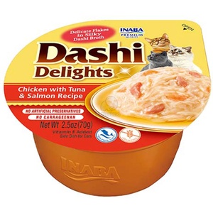 Inaba Foods Cat Dashi Delights мокра храна за котки - пилешко, риба тон, сьомга 4 x 70 г