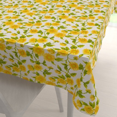 Biante bavlna obdélníkový ubrus Sandra SA-602 Slunečnice na bílém 140x220 cm