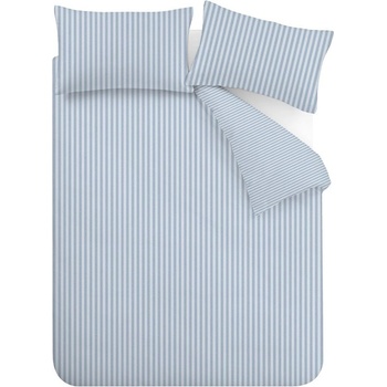 Catherine Lansfield Синьо двойно /удължено 3 части спално бельо 230x220 cm Epping Textured Stripe - Catherine Lansfield (BD/61527/W/KQS/BL)
