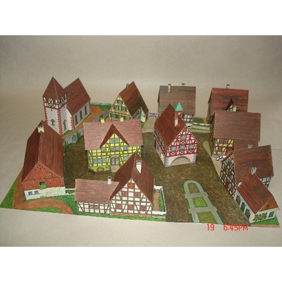 vesnice s domy živnostníků papírová stavebnice Jordan 600 – Zboží Mobilmania