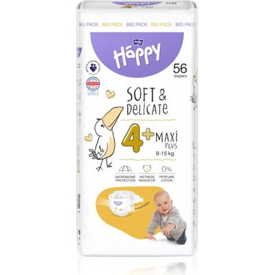 Bella Baby Happy Soft&Delicate еднократни пелени Maxi Plus 9-15 kg 56 бр