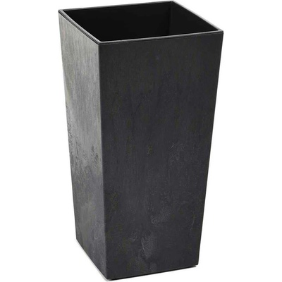 HowHomely plastový květináč PORTO 46X25X25 CM IMITACE BETONU ČERNÁ