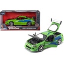 Jada Toys 253203007 Mitsubishi Eclipse 1995 Fast & Furious Brian tuningový model v mierke so spojlerom otváracími dverami kapotou a kufrom voľnobeh zelený 1:24