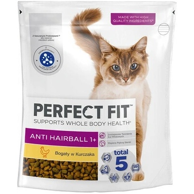 PERFECT FIT Hairball 1+ s vysokým obsahom kuracieho mäsa proti tvorbe bezoárových chlpov 750 g
