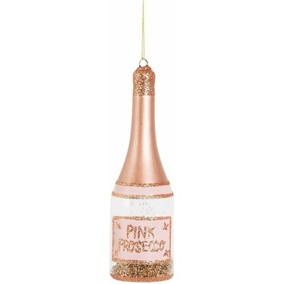 Sklenená ručne vyrobená vianočná ozdoba ø 5 cm Pink Prosecco – Sass & Belle