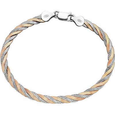 Bealio 12083 stříbrný náramek PLETENÝ 4 mm BICOLOR 19 cm 03-12083-1805