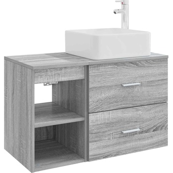 vidaXL Комплект мебели за баня 2 pcs Сив Сонома Инженерна дървесина (3403885)