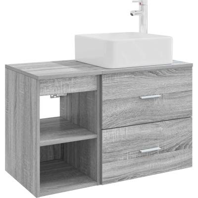 vidaXL Комплект мебели за баня 2 pcs Сив Сонома Инженерна дървесина (3403885)