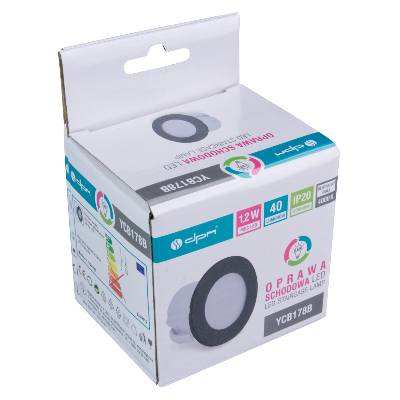 ycb178b - led осветително тяло за стълби, 1.2w/4000k, 230v, черен (ycb178b)