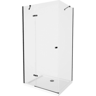 MEXEN/S Roma sprchový kout 100x70, transparent, černá + bílá vanička se sifonem 854-100-070-70-00-4010B