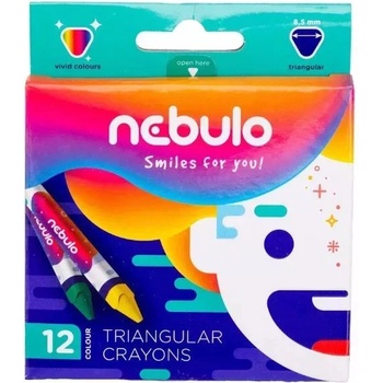 Nebulo Небуло: Цветни триъгълни пастели, 9 см - 12 бр (nzsk-tr-12)