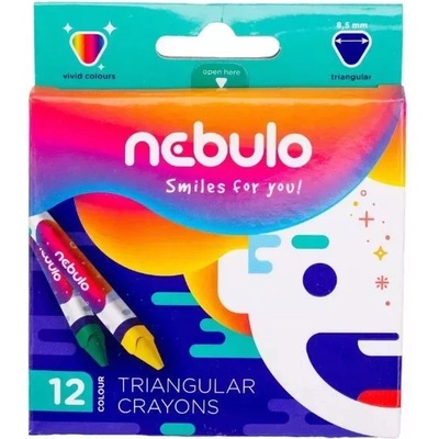 Nebulo Небуло: Цветни триъгълни пастели, 9 см - 12 бр (nzsk-tr-12)