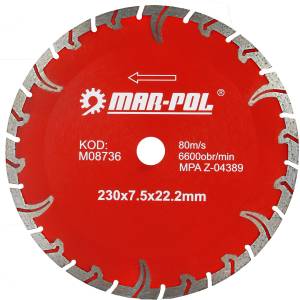 MAR-POL Диамантен диск RED 230x7, 5x22, 2 мм 14222 (M08736)