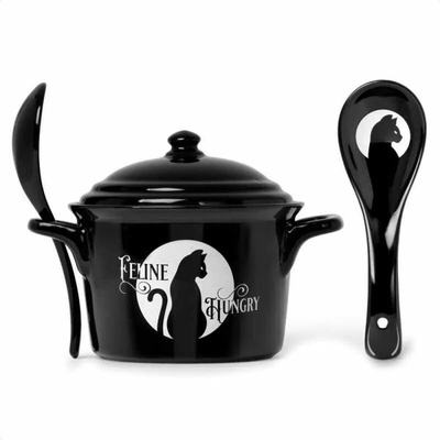 Alchemy gothic Чаша с лъжица ALCHEMY GOTHIC - Feline Hungry - MRB7
