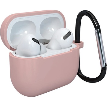 HQWear Apple AirPods 3 мек силиконов калъф за слушалки, карабинер, розов (калъф D) (AirPod 3 Case with metal ring D Pink)