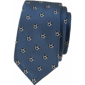 Slim kravata vzor futbalová lopta modrá