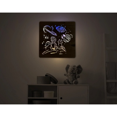 Li-Go "Malý princ" světelný obraz s baterií 42x42 cm provedení povrchu: dub
