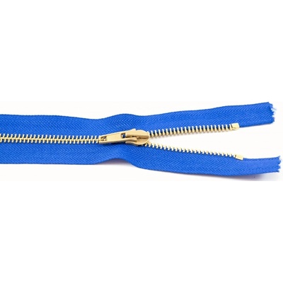 Jeans zipsy mosadzné č. 5 nedeliteľné - dĺžka 10 cm - 25 cm 14 cm kráľovská modrá