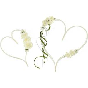 PartyDeco Сватбена украса за кола Сърца с цветя, 2 бр