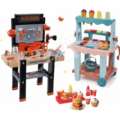 Smoby set pracovná dielňa Black & Decker elektronická a zmrzlinársky vozík 100% Chef