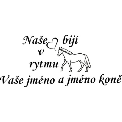 Nažehlovací nápis naše srdce s koněm Vzor: 6, Barva potisku: tmavě šedá
