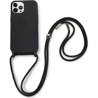 SES Gumové ochranné so šnúrkou na krk Apple iPhone XR - čierne
