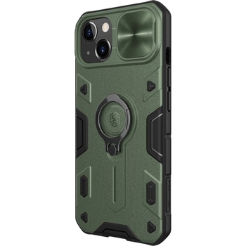 Nillkin CamShield Armor Hard Case - хибриден удароустойчив кейс с пръстен против изпускане за iPhone 13 (зелен)