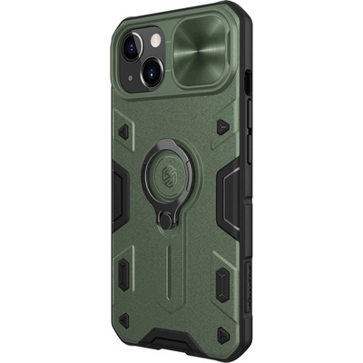 Nillkin CamShield Armor Hard Case - хибриден удароустойчив кейс с пръстен против изпускане за iPhone 13 (зелен)