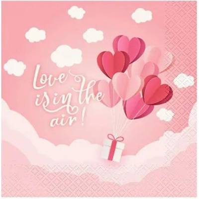 Godan papírové ubrousky Love Is In The Air růžové 33x33cm