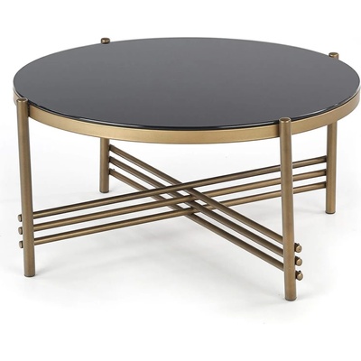 Холна маса Ismena черно стъкло и златно