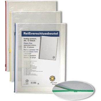 Папка с цветен цип Office Point A4 Прозрачен (A4)