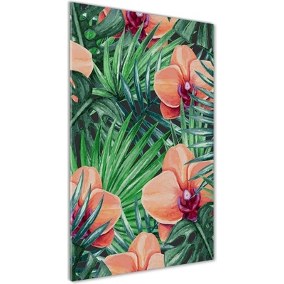 Vertikálny foto obraz fotografie na skle Orchidea a palmy 50x100 cm