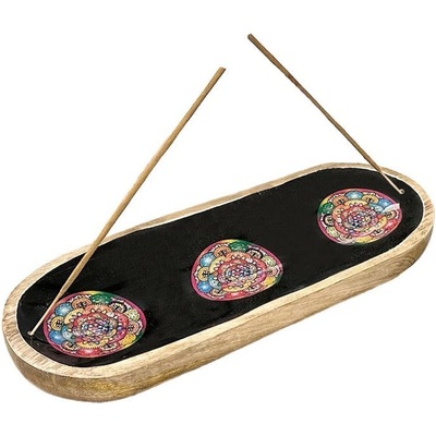 Sattva Mangový stojan na vonné tyčinky Mandala čierny 1 ks