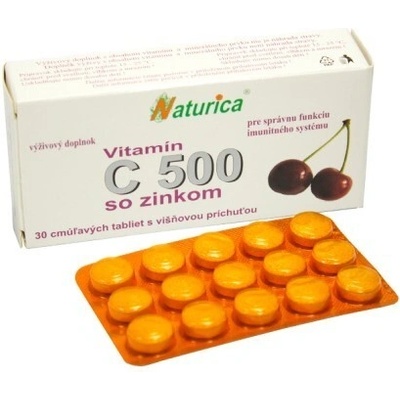 Naturica Vitamín C 500 mg so zinkom 30 cmúľacích tabliet