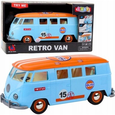 LeanToys Retro auto, dodávka, autobus, světla, zvuky, otevírání dveří, modrá