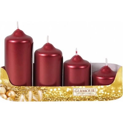 Ceramicus Adventní STUPŇOVITÉ metalické d4,5x5/7/9/11cm 4ks červené